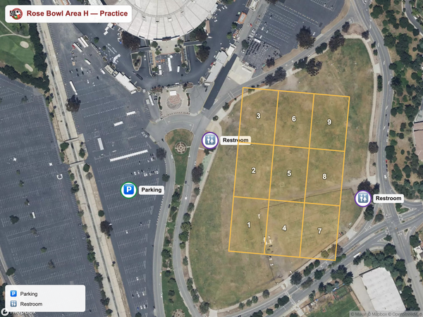 Rose Bowl Area H practice field map