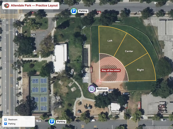 Allendale Park practice field map