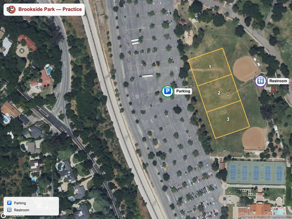 Brookside Park practice field map