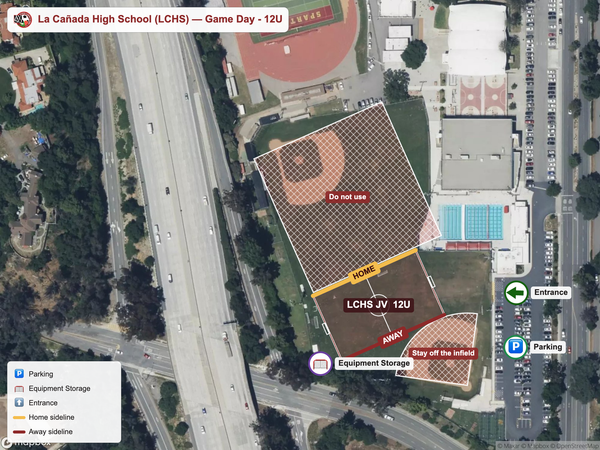 La Cañada High School (LCHS) game-day-12u field map